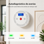 SENSOR MONOXIDO DE CARBONO CO ALARMA TUYA LCD BLANCO VOLTS