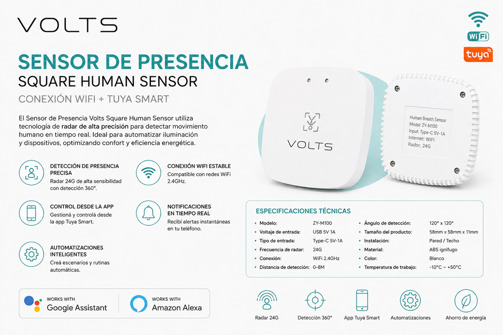 SENSOR DE PRESENCIA HUMANA WIFI MMWAVE 2.4 GHZ 5V