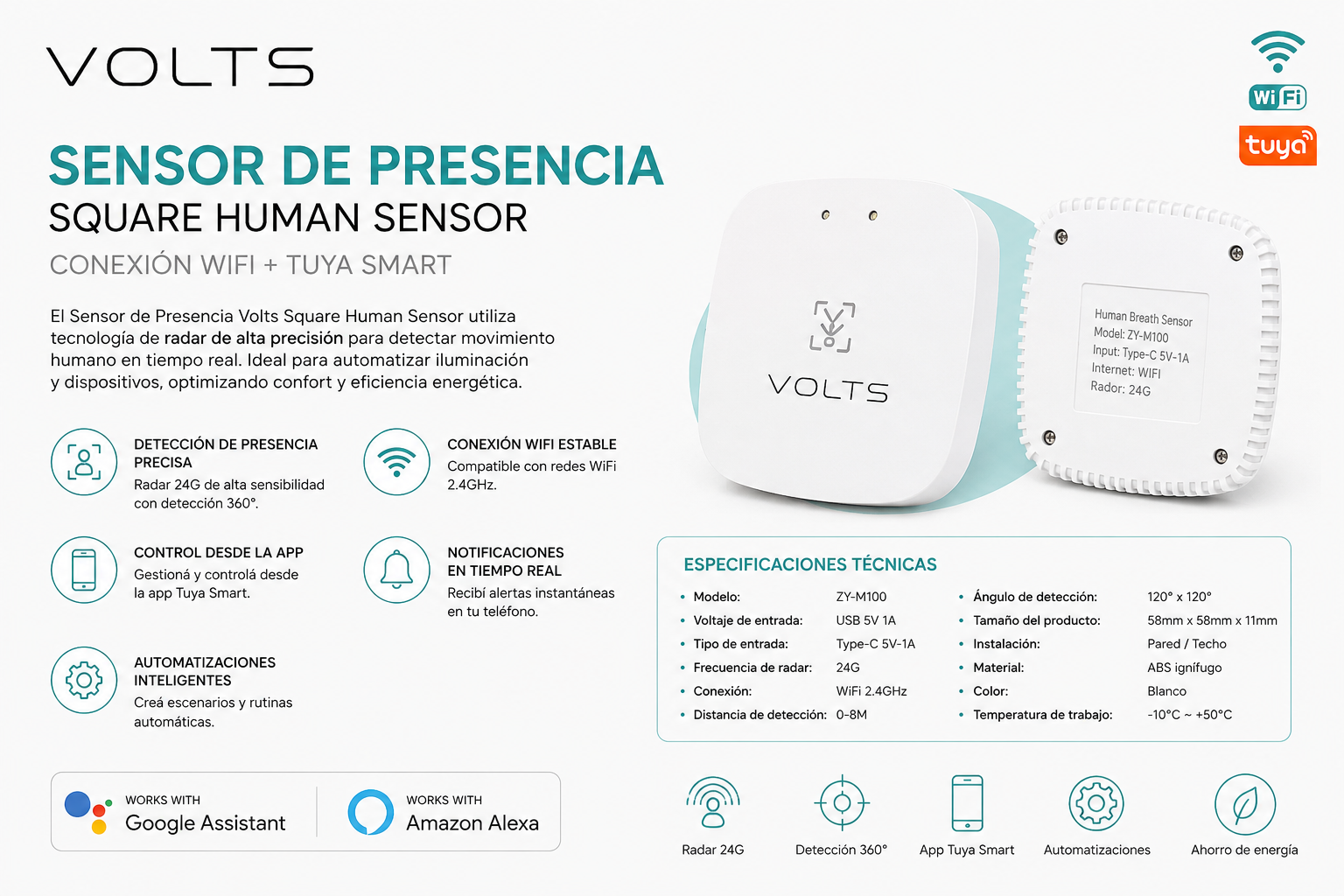 SENSOR DE PRESENCIA HUMANA WIFI MMWAVE 2.4 GHZ 5V