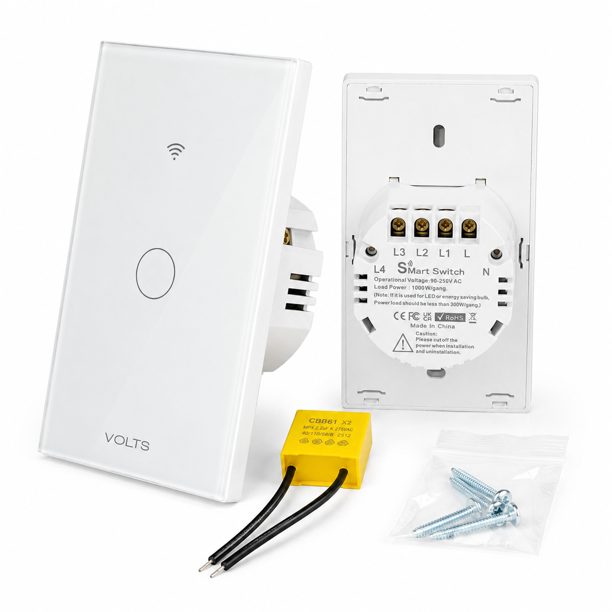 LLAVE DE LUZ SMART TACTIL 1 PUNTO 10A WIFI+RF+BLUETOOTH BLANCO