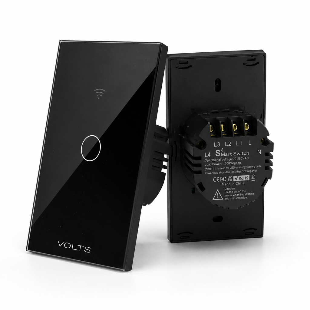 LLAVE DE LUZ SMART TACTIL 1 PUNTO 10A WIFI+RF+BLUETOOTH NEGRO