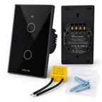 LLAVE DE LUZ SMART TACTIL 2 PUNTOS 10A WIFI+RF+BLUETOOTH NEGRO