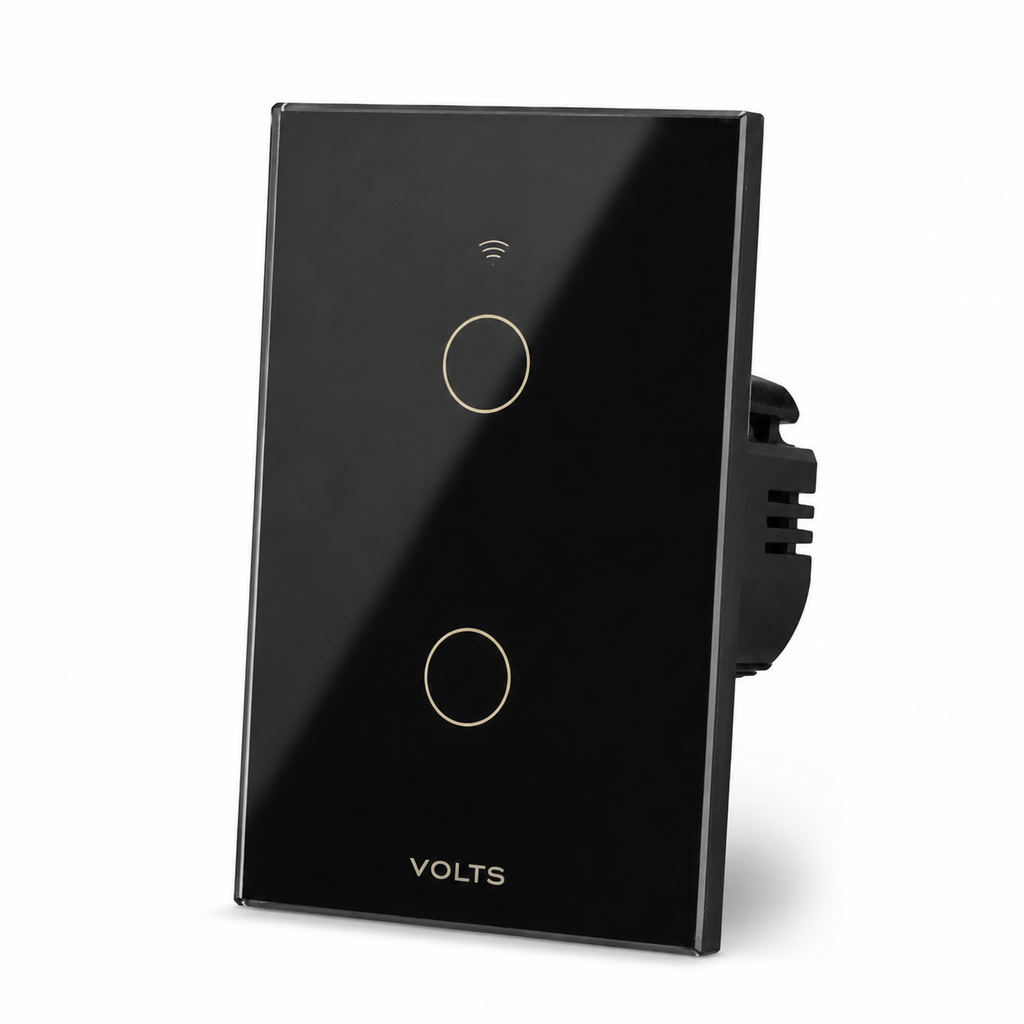 LLAVE DE LUZ SMART TACTIL 2 PUNTOS 10A WIFI+RF+BLUETOOTH NEGRO