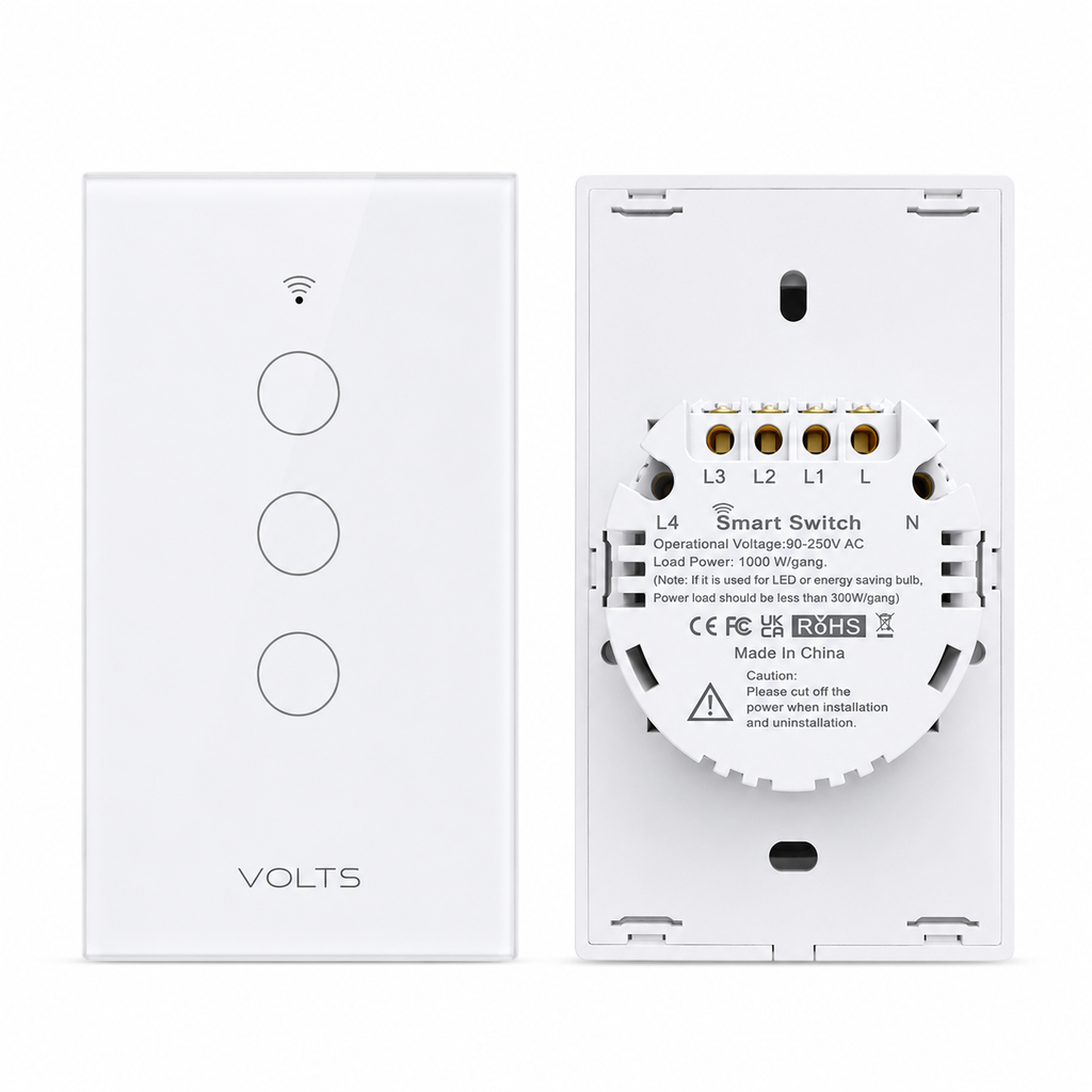 LLAVE DE LUZ SMART TACTIL 3 PUNTOS 10A WIFI+RF+BLUETOOTH BCO