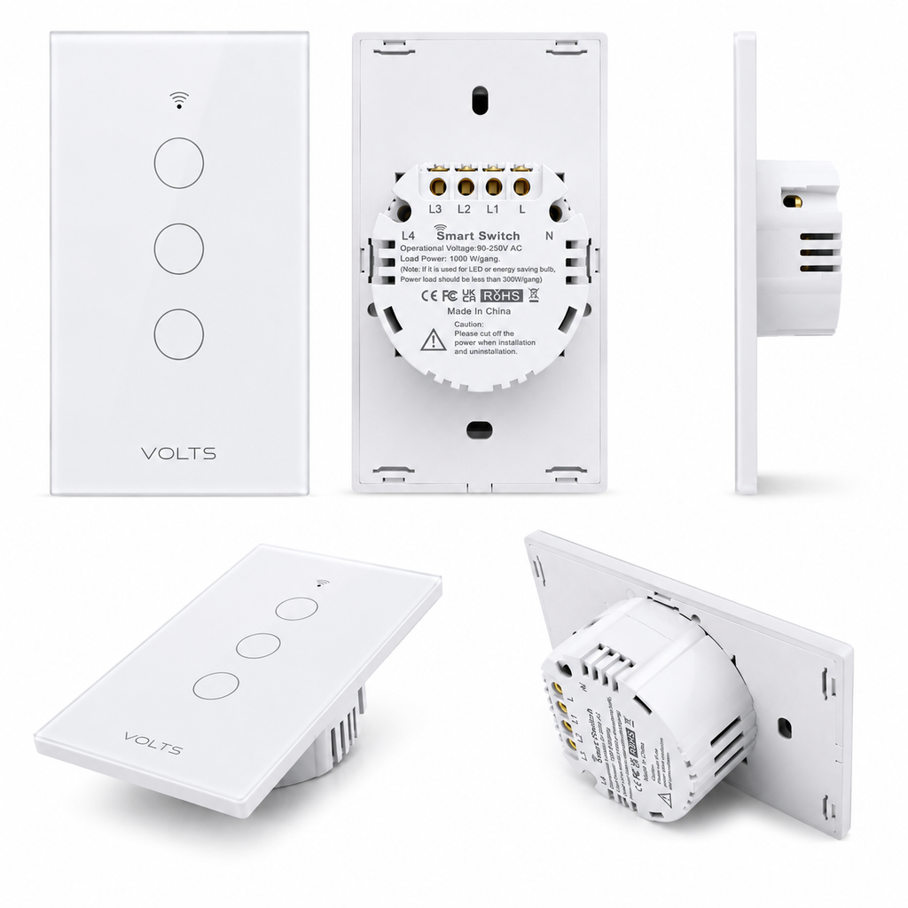 LLAVE DE LUZ SMART TACTIL 3 PUNTOS 10A WIFI+RF+BLUETOOTH BCO