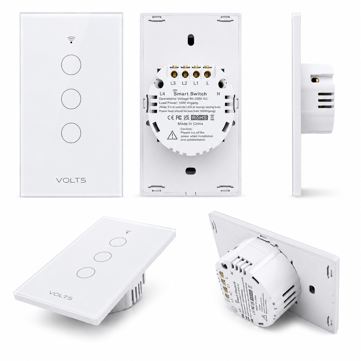 LLAVE DE LUZ SMART TACTIL 3 PUNTOS 10A WIFI+RF+BLUETOOTH BCO