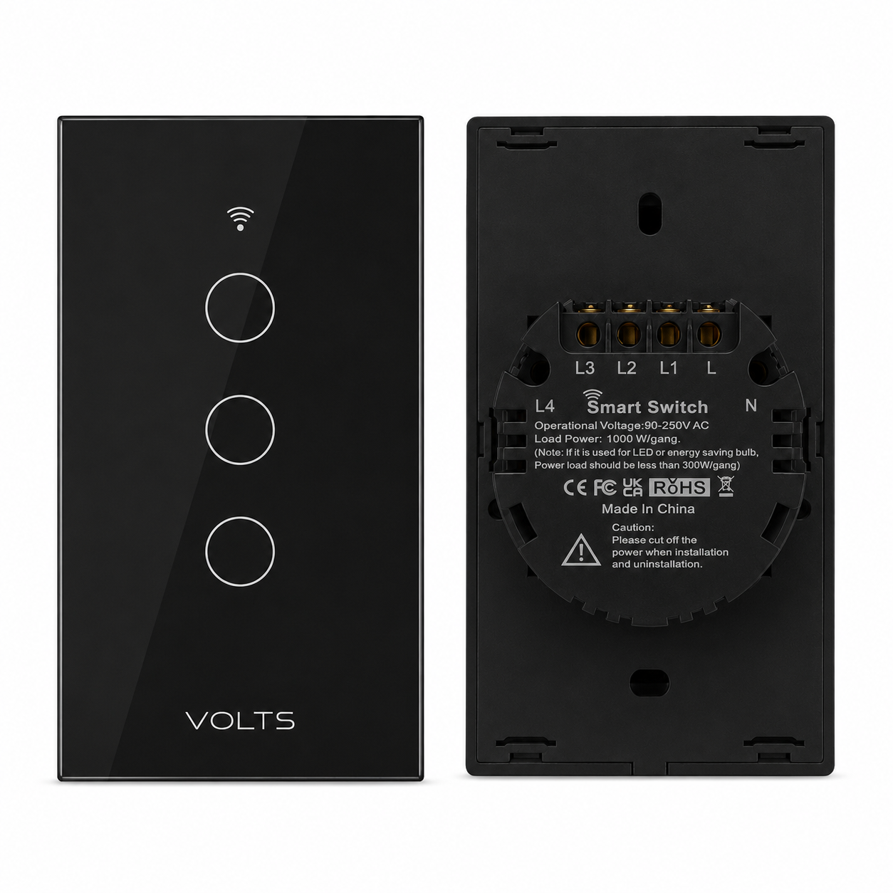 LLAVE DE LUZ SMART TACTIL 3 PUNTOS 10A WIFI+RF+BLUETOOTH NGO
