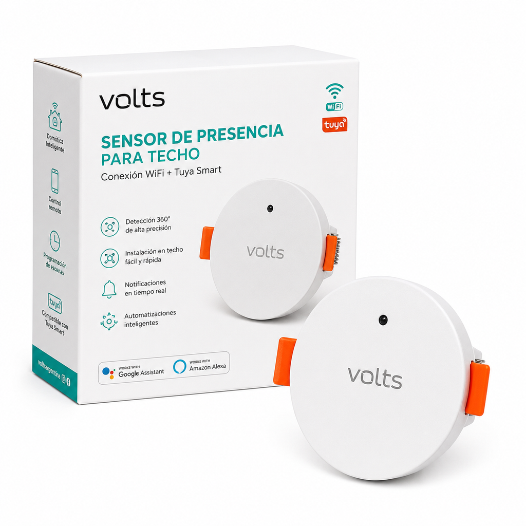 SENSOR PRESENCIA WIFI MMWAVE TUYA SMART 360° VOLTS EMBUTIDO