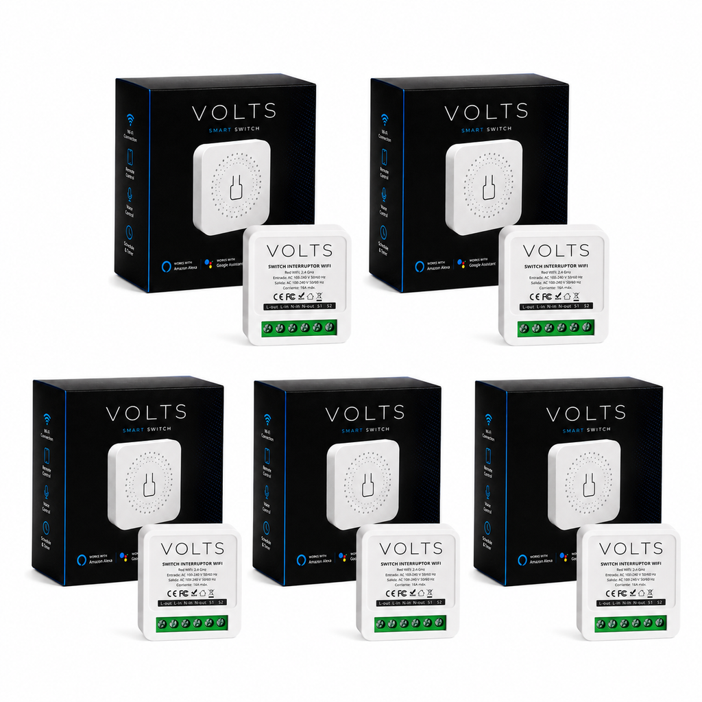 INTERRUPTOR SWITCH INTELIGENTE WIFI PACK X5 1 CANAL VOLTS