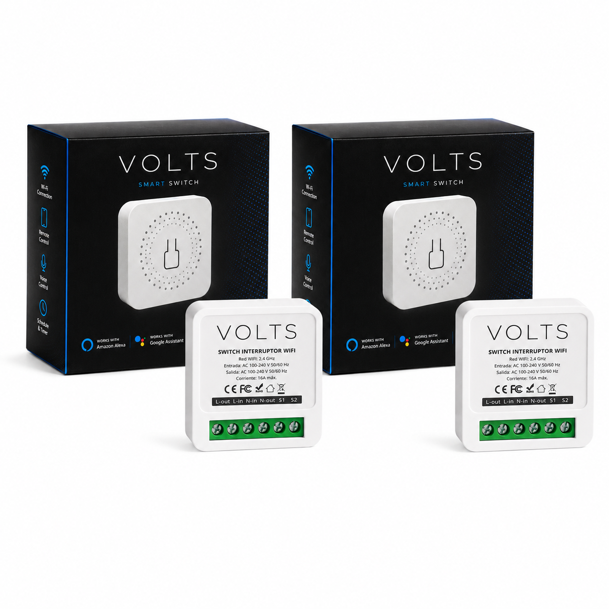 INTERRUPTOR INTELIGENTE WIFI PACK X2 1 CANAL SMARTLIFE VOLTS