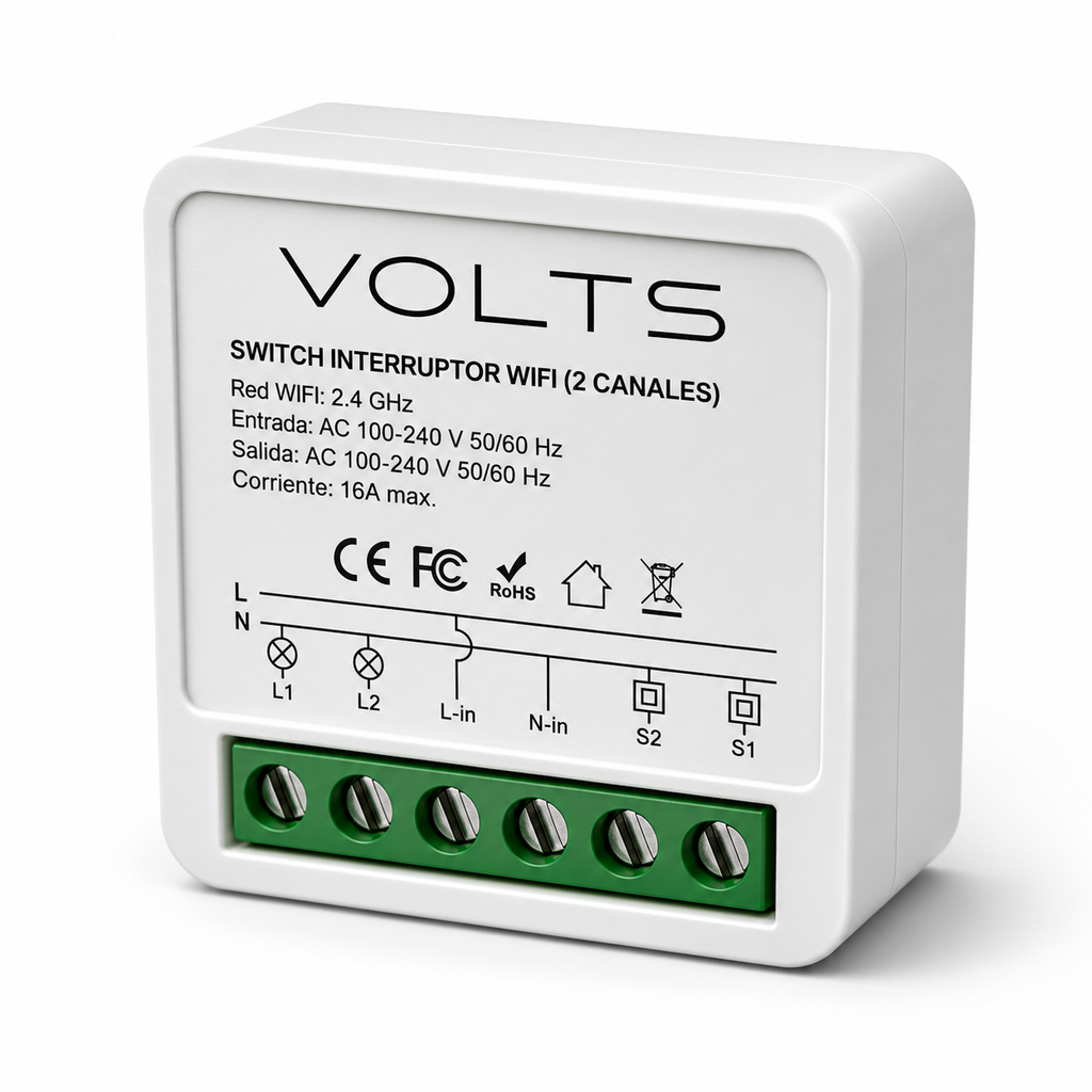 INTERRUPTOR INTELIGENTE SMART WIFI PACK X3 2 CANALES VOLTS