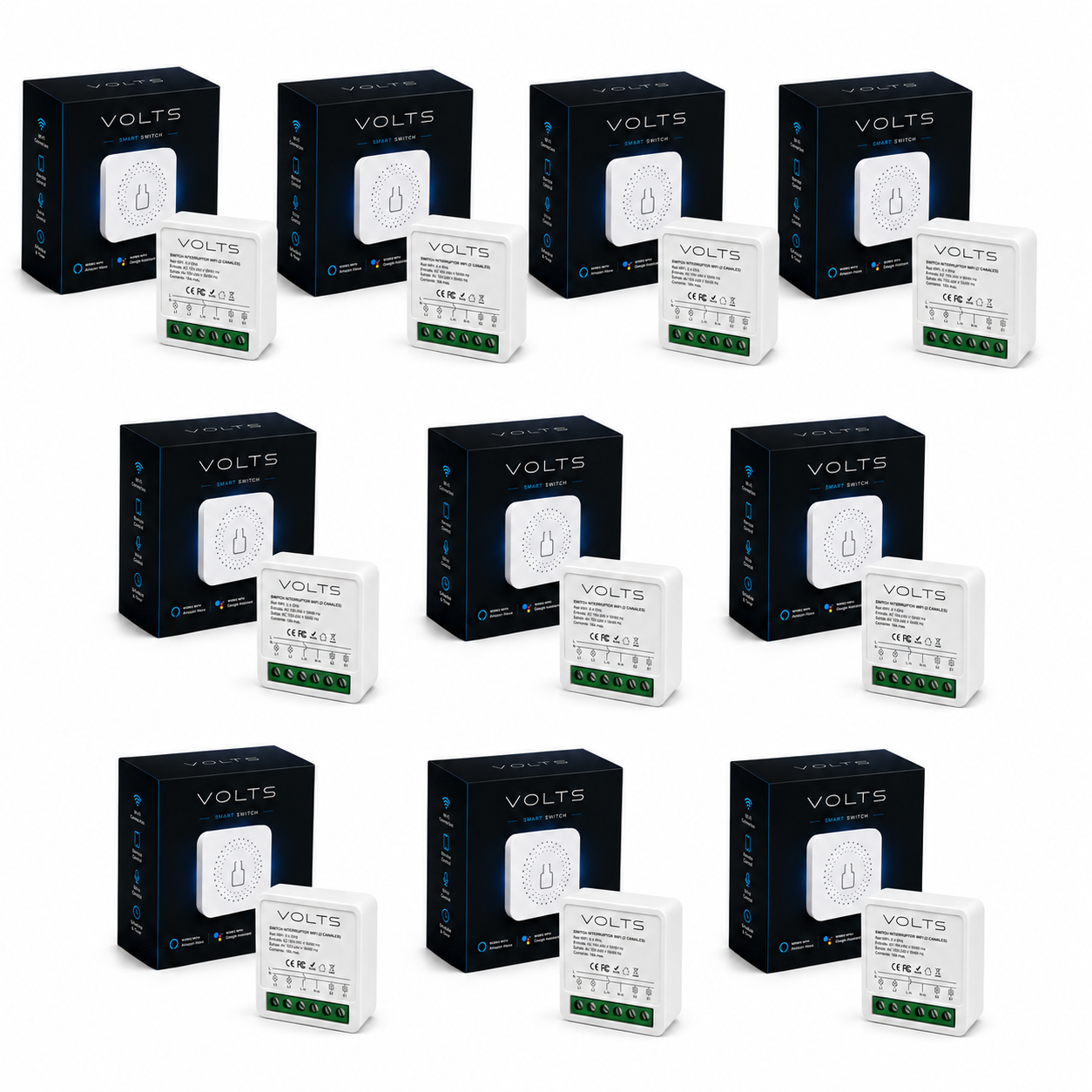 INTERRUPTOR INTELIGENTE SMART WIFI PACK X10 2 CANALES VOLTS