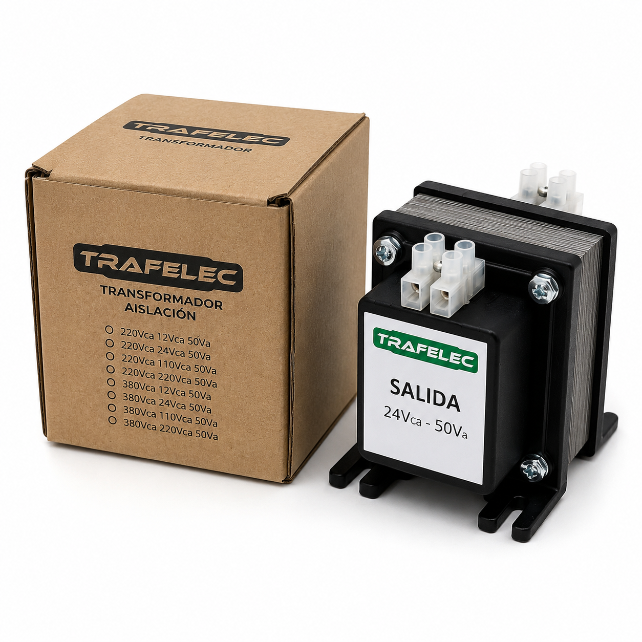 TRANSFORMADOR ELECTRICO DE AISLACION 380VCA A 24VCA 50W